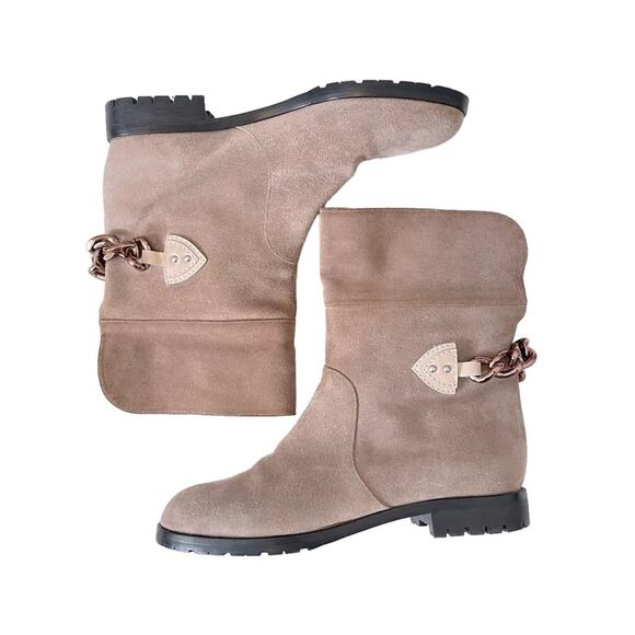 Marc Jacobs Tan Suede Chunky Chain Lug Sole Boots 37.5 - Picture 4 of 15